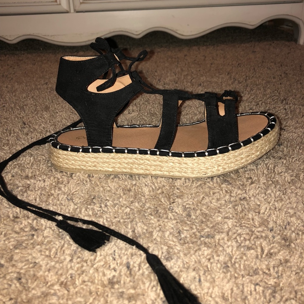 Black espadrille gladiator sandal